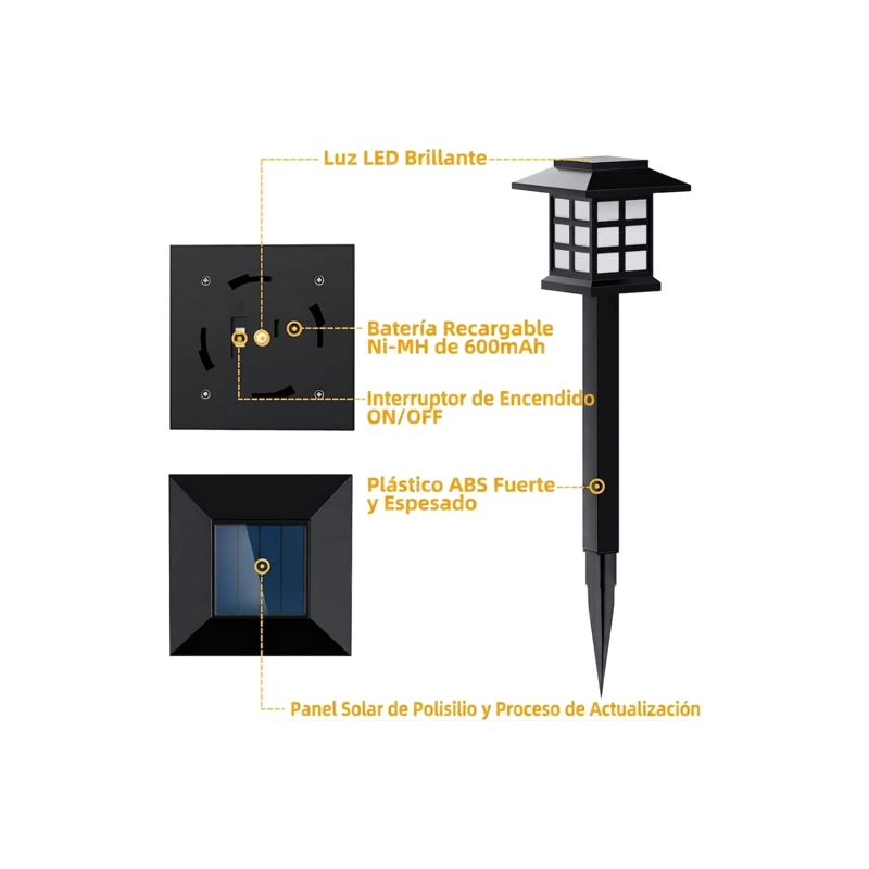 PACK 4 LAMPARAS SOLARES DE JARDIN ESTACA LED EXTERIOR IMPERMEABLE - 3