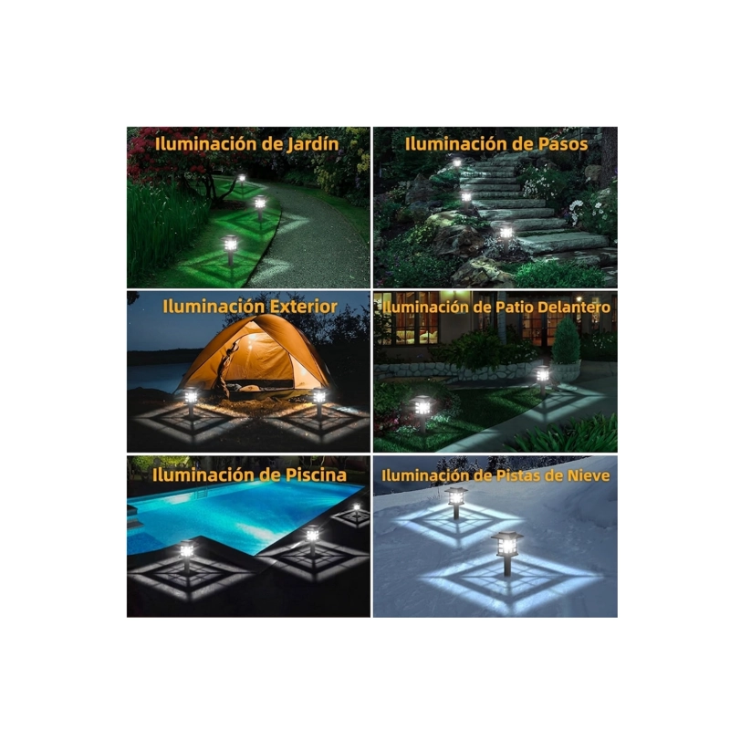 PACK 4 LAMPARAS SOLARES DE JARDIN ESTACA LED EXTERIOR IMPERMEABLE - 5