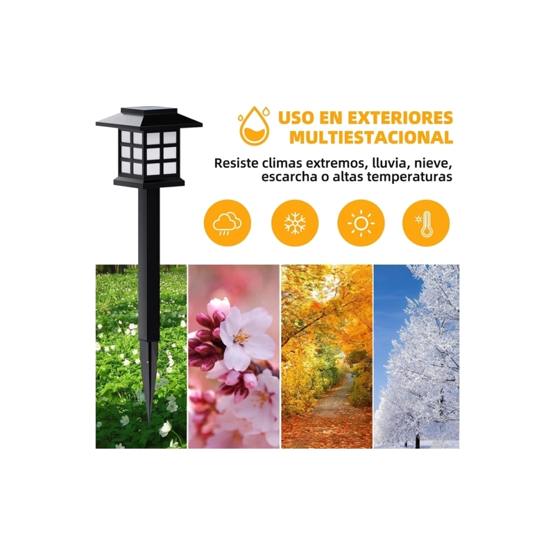 PACK 4 LAMPARAS SOLARES DE JARDIN ESTACA LED EXTERIOR IMPERMEABLE - 6