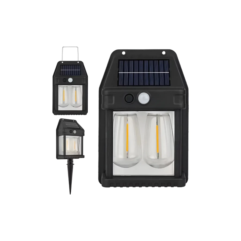 PACK 4 APLIQUES FOCOS SOLARES 2 EN 1 ESTACA Y PARED CON SENSOR DE MOVIMIENTO Y LUZ CALIDA - 1
