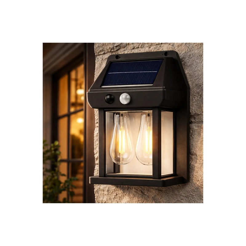 PACK 4 APLIQUES FOCOS SOLARES 2 EN 1 ESTACA Y PARED CON SENSOR DE MOVIMIENTO Y LUZ CALIDA - 2