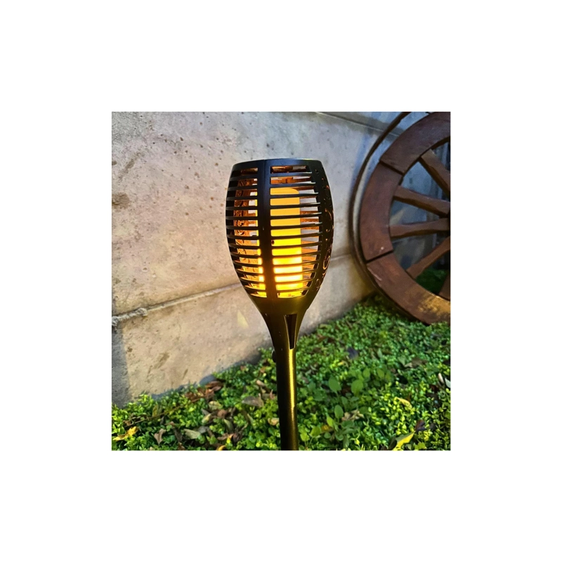 PACK 4 LAMPARAS SOLARES ESTACA JARDIN EFECTO LLAMA IMPERMEABLE LED - 3