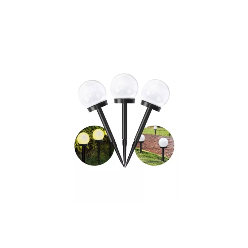 FOCO ESTACA SOLAR LED REDONDO PARA JARDIN 35CM - PACK DE 3 UNIDADES - 1