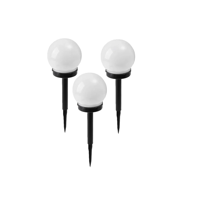 FOCO ESTACA SOLAR LED REDONDO PARA JARDIN 35CM - PACK DE 3 UNIDADES - 3