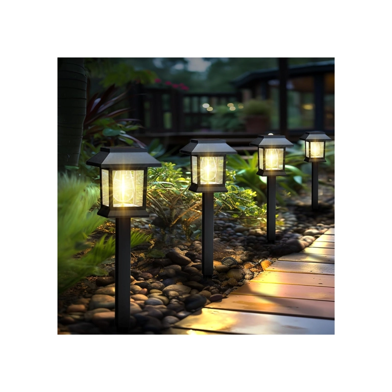 PACK 3 LAMPARAS SOLARES DE JARDIN ESTACA LUZ CALIDA - 1