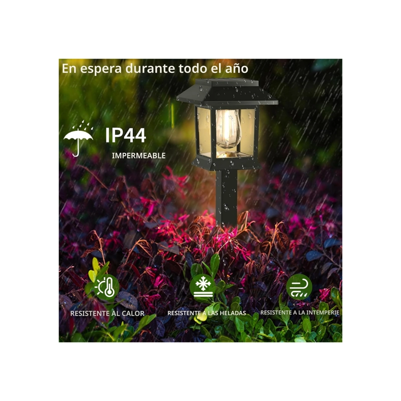 PACK 3 LAMPARAS SOLARES DE JARDIN ESTACA LUZ CALIDA - 2