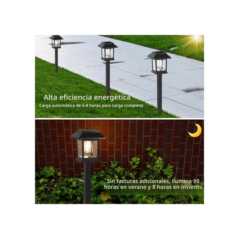 PACK 3 LAMPARAS SOLARES DE JARDIN ESTACA LUZ CALIDA - 3