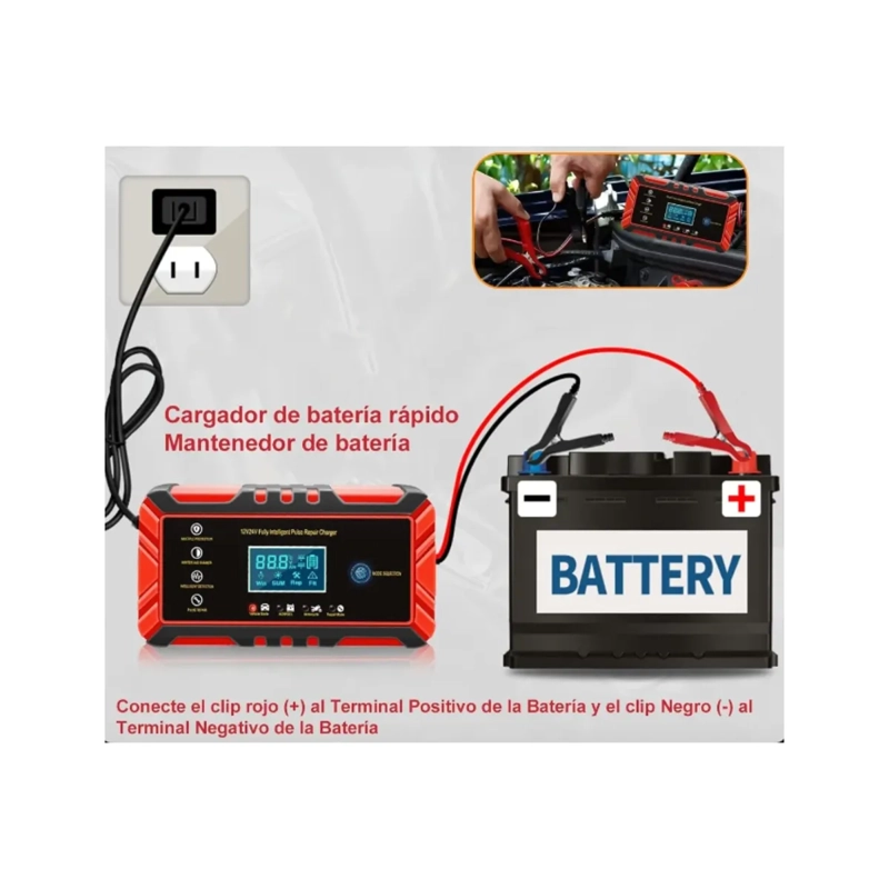 CARGADOR DE BATERIA INTELIGENTE 12V24V REPARACION DE PULSO - 3