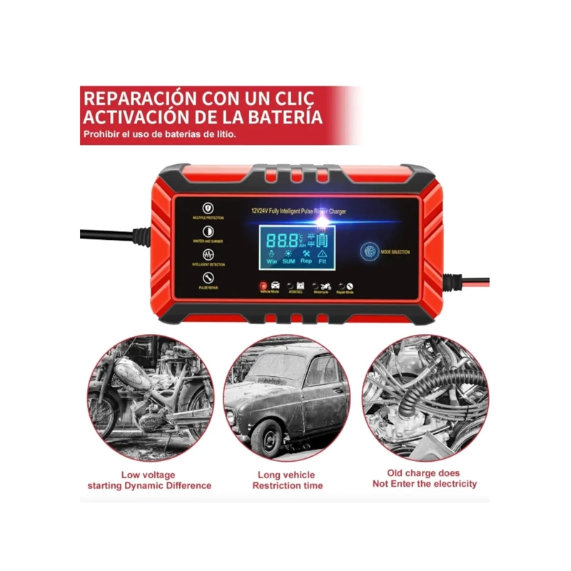 CARGADOR DE BATERIA INTELIGENTE 12V24V REPARACION DE PULSO - 4