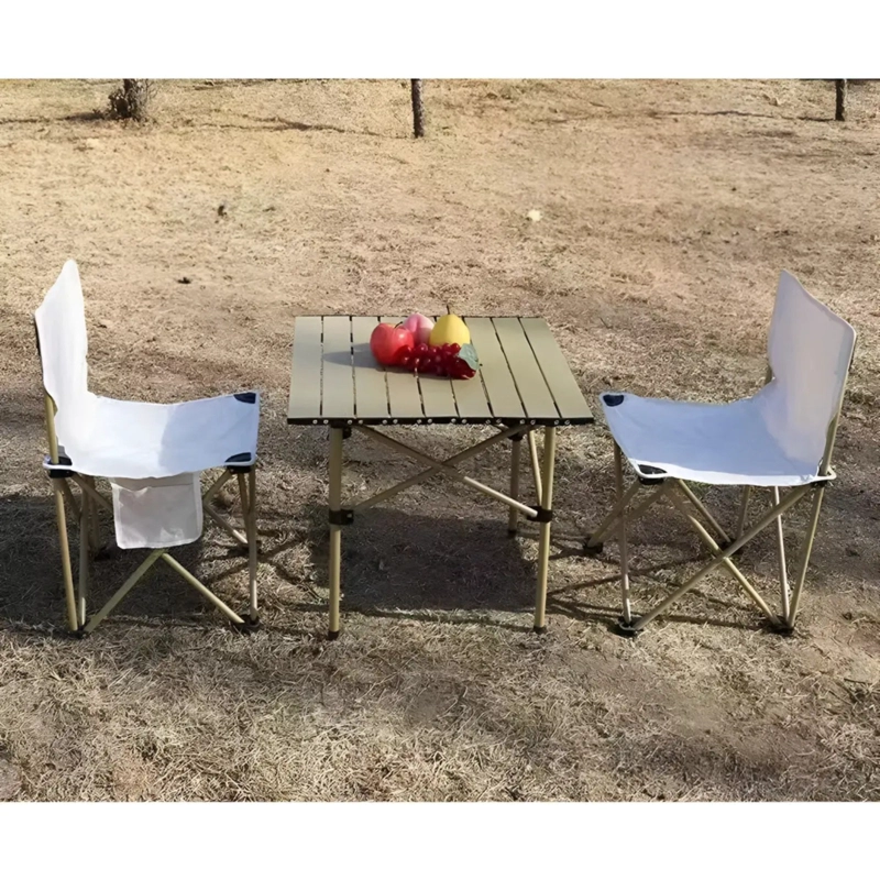 SET DE CAMPING PORTATIL MESA PLEGABLE TIPO ROLLO Y 2 SILLAS - 2
