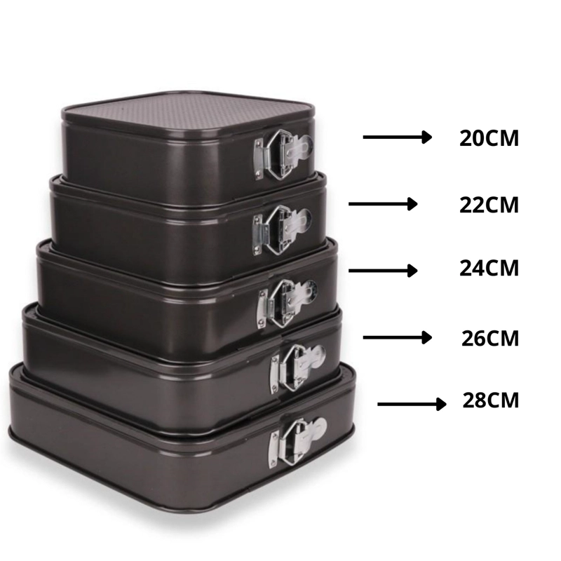 SET X5 MOLDES PARA TORTAS CUADRADOS DESMONTABLES REPOSTERIA - 2