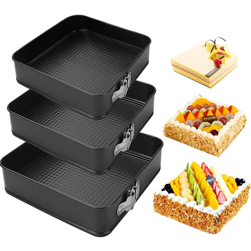 SET X5 MOLDES PARA TORTAS CUADRADOS DESMONTABLES REPOSTERIA - 3
