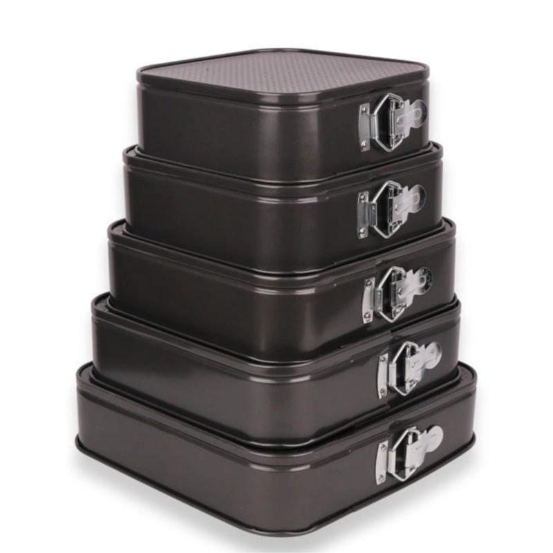 SET X5 MOLDES PARA TORTAS CUADRADOS DESMONTABLES REPOSTERIA - 4
