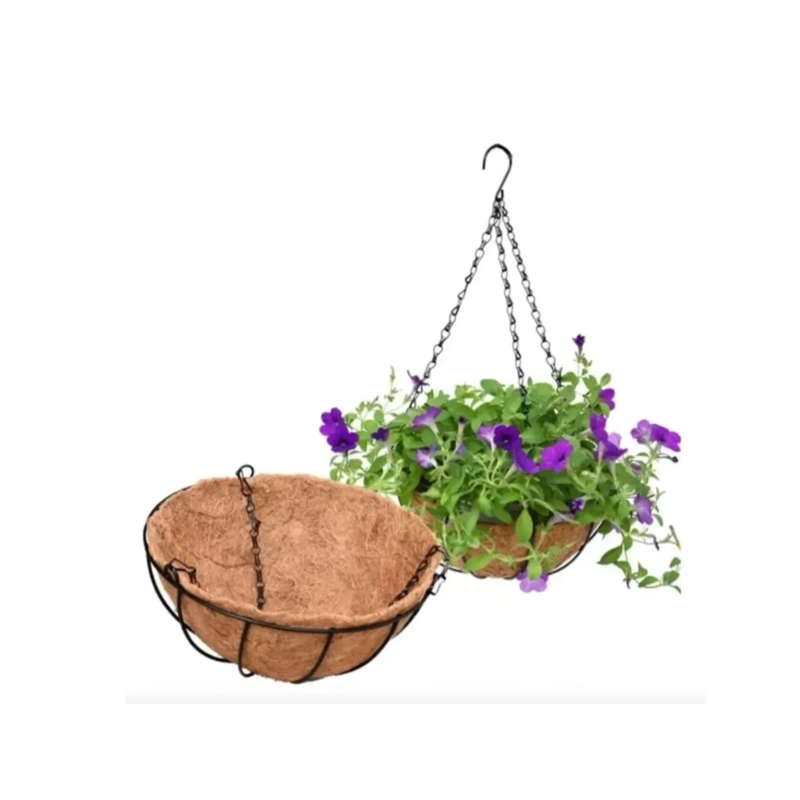 MACETERO PARA PLANTAS COLGANTE DE FIBRA COCO ALAMBRE ACERO - 3