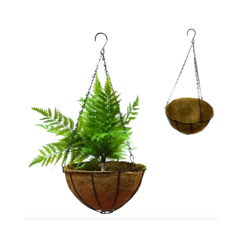 MACETERO PARA PLANTAS COLGANTE DE FIBRA COCO ALAMBRE ACERO - 4