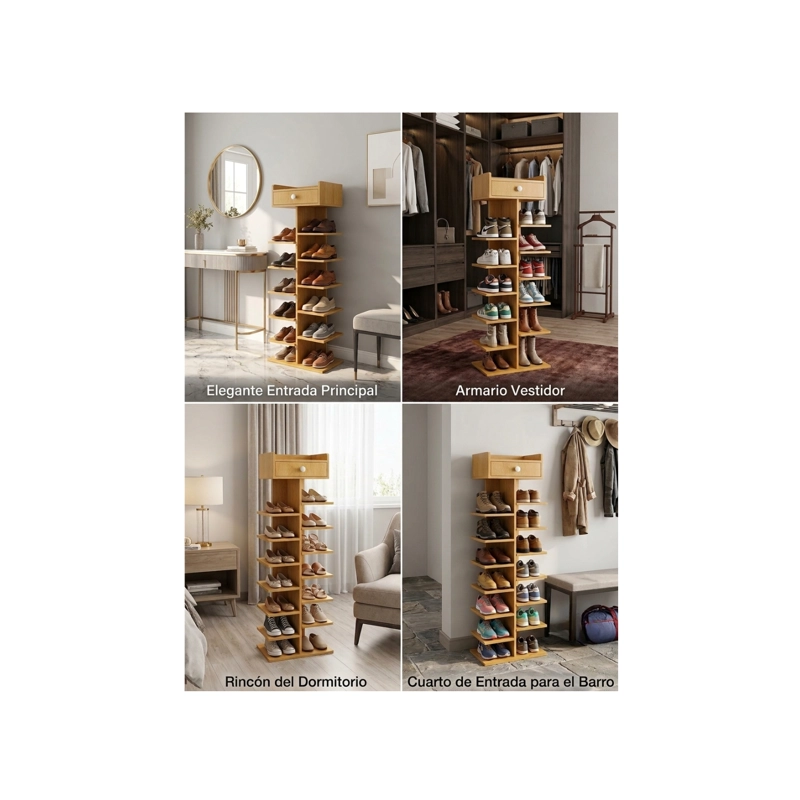 ZAPATERO ORGANIZADOR ESTANTE ZAPATOS 14 PCS HALL ARMARIO COLOR CAFE - 2