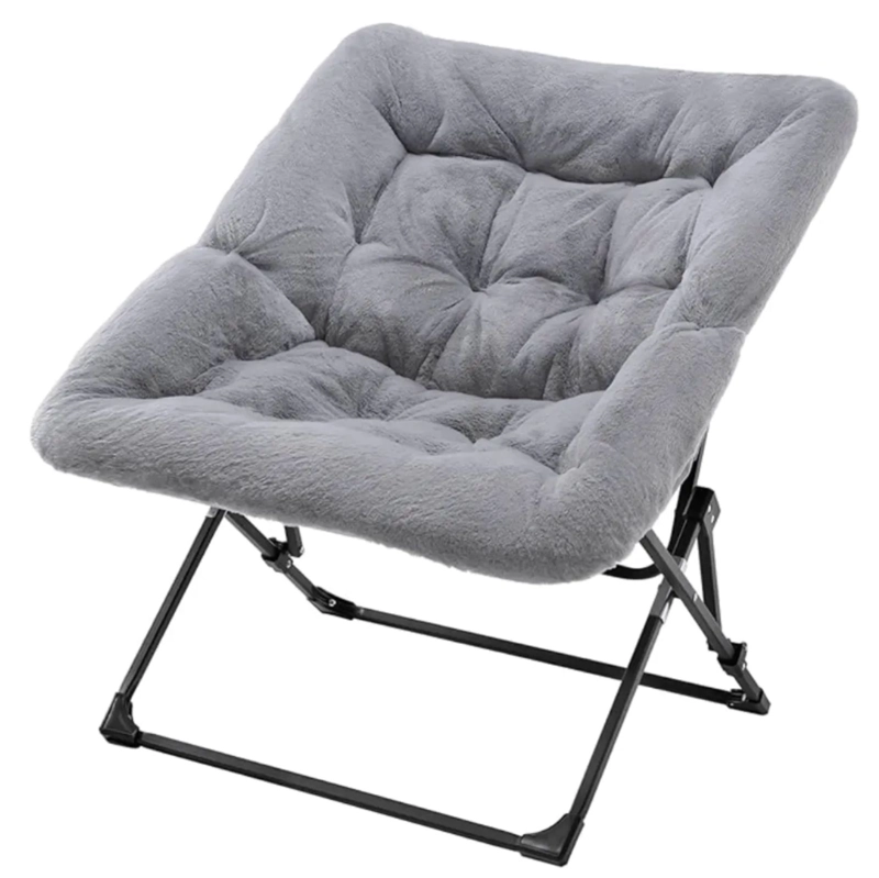 SILLA PLEGABLE PLATILLO ACOLCHADA LIVING DORMITORIO CUADRADA - GRIS - 1