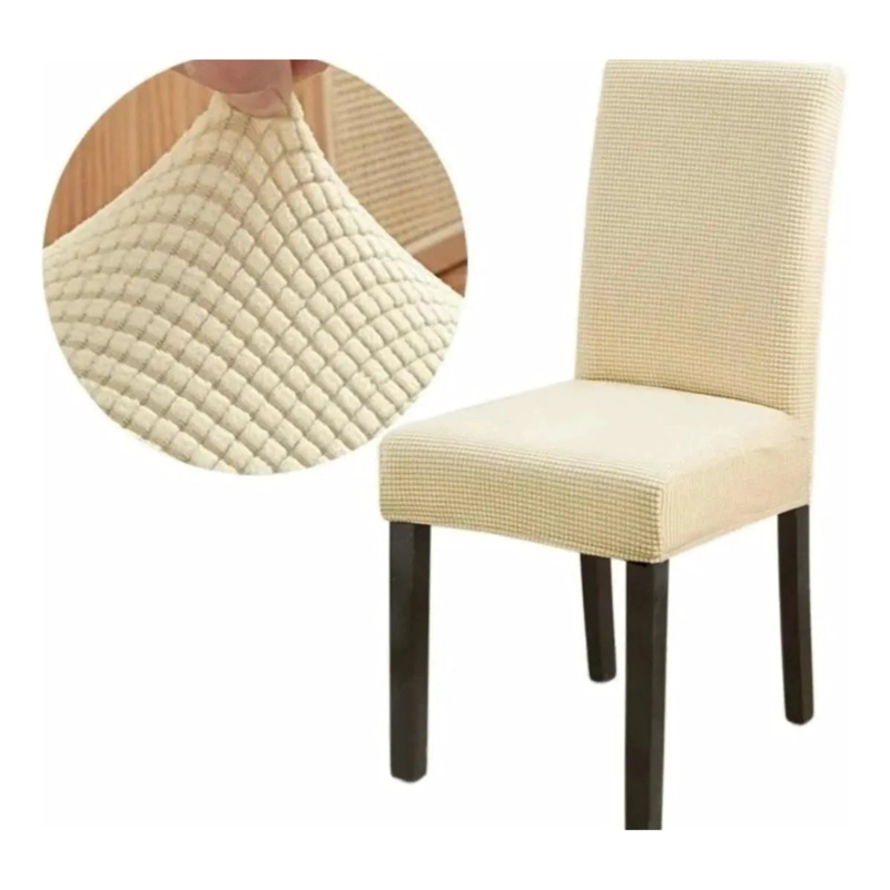 PACK X4 DE FUNDAS PARA SILLA ELASTICA AJUSTABLE TEXTURIZADA - BEIGE - 2