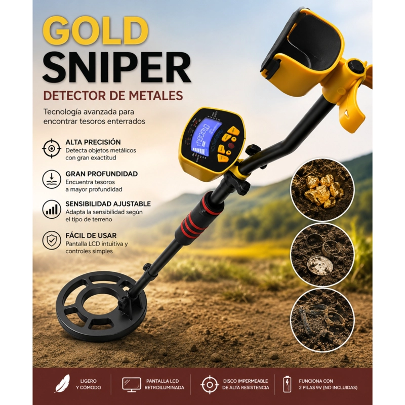 DETECTOR DE METALES GOLD SNIPER ORO - MONEDAS PANTALLA LCD - 4