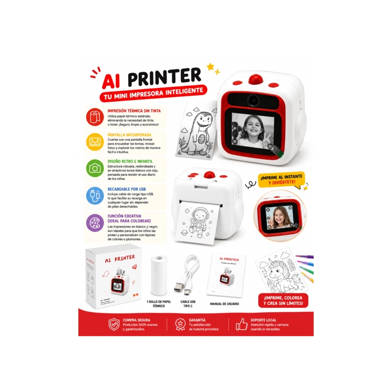 MINI CAMARA E IMPRESORA TE RMICA INSTANTANEA INFANTIL - 3