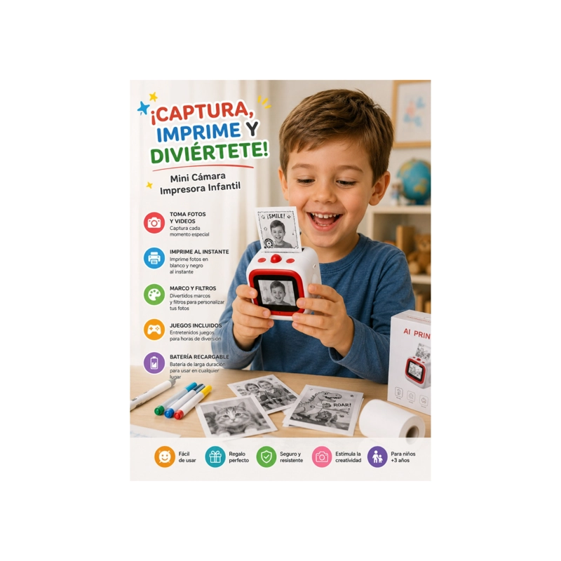 MINI CAMARA E IMPRESORA TE RMICA INSTANTANEA INFANTIL - 4