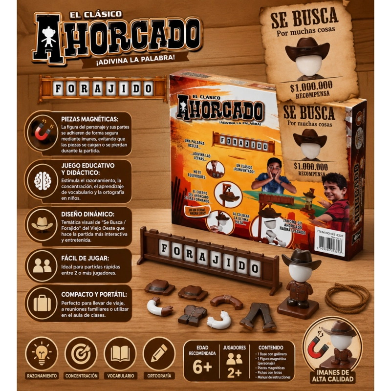 JUEGO DE MESA AHORCADO MAGNE TICO - ADIVINA LA PALABRA - 2