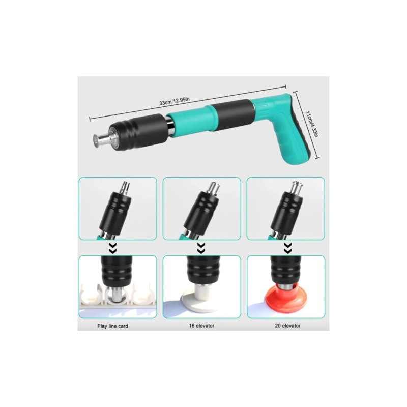 PISTOLA HERRAMIENTA REMACHADORA MANUAL FIJACION DE CLAVOS COLOR VERDE - 2