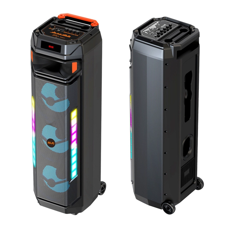 PARLANTE TORRE PORTATIL BLUETOOTH CON MICROFONO Y LUCES LED - 1