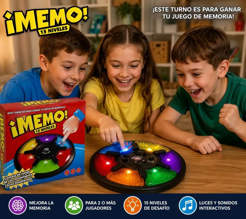 JUEGO DE MEMORIA CON LUCES Y SONIDOS 15 NIVELES - 4