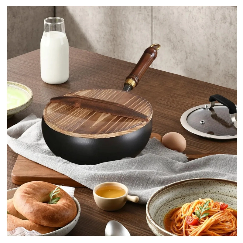 SARTE N WOK DE HIERRO FUNDIDO 28CM CON TAPA DE MADERA - 3