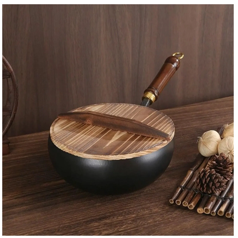 SARTE N WOK DE HIERRO FUNDIDO 28CM CON TAPA DE MADERA - 4