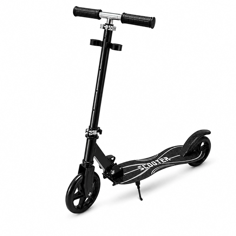 SCOOTER INFANTIL AJUSTABLE Y PLEGABLE RUEDAS GRANDES DE PU - NEGRO - 1