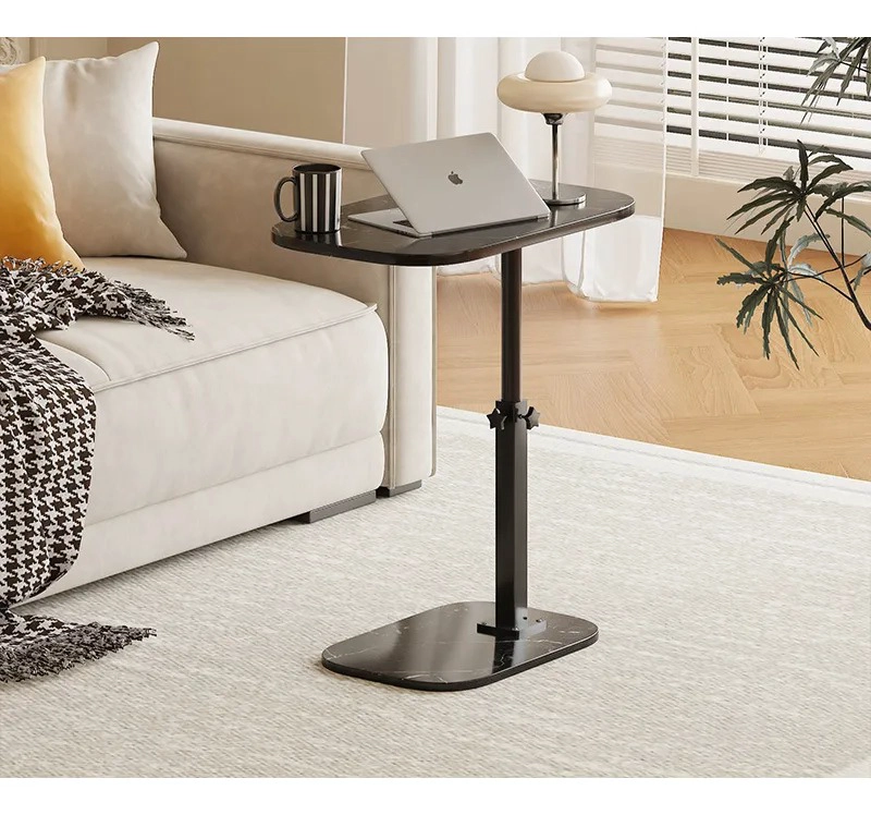 MESA AUXILIAR AJUSTABLE CON ACABADO EFECTO MARMOL NEGRO - 3