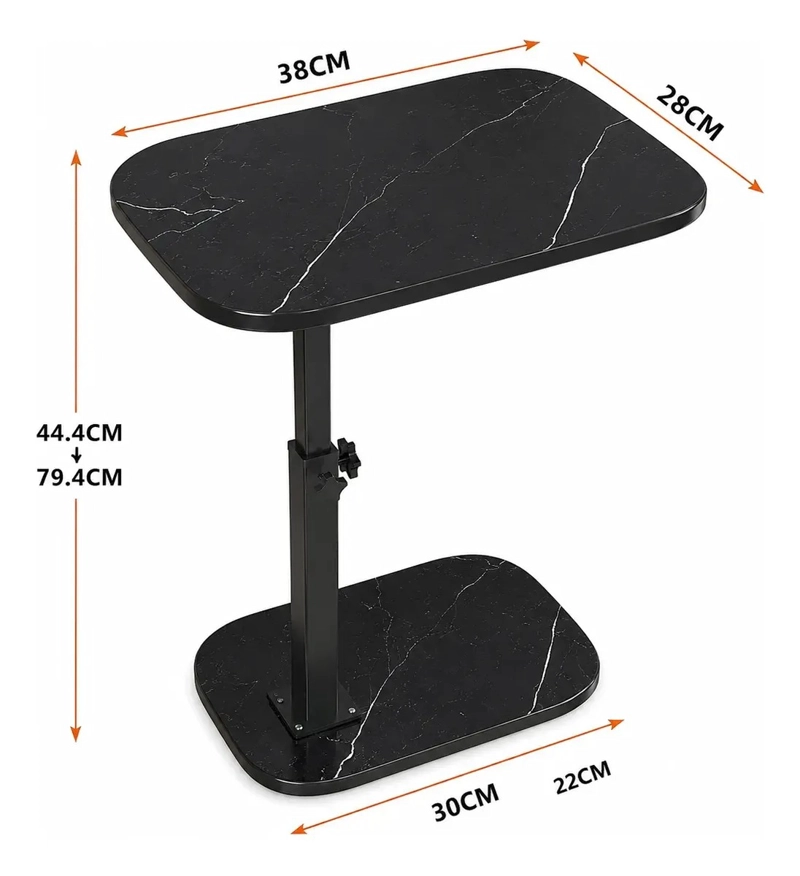 MESA AUXILIAR AJUSTABLE CON ACABADO EFECTO MARMOL NEGRO - 4