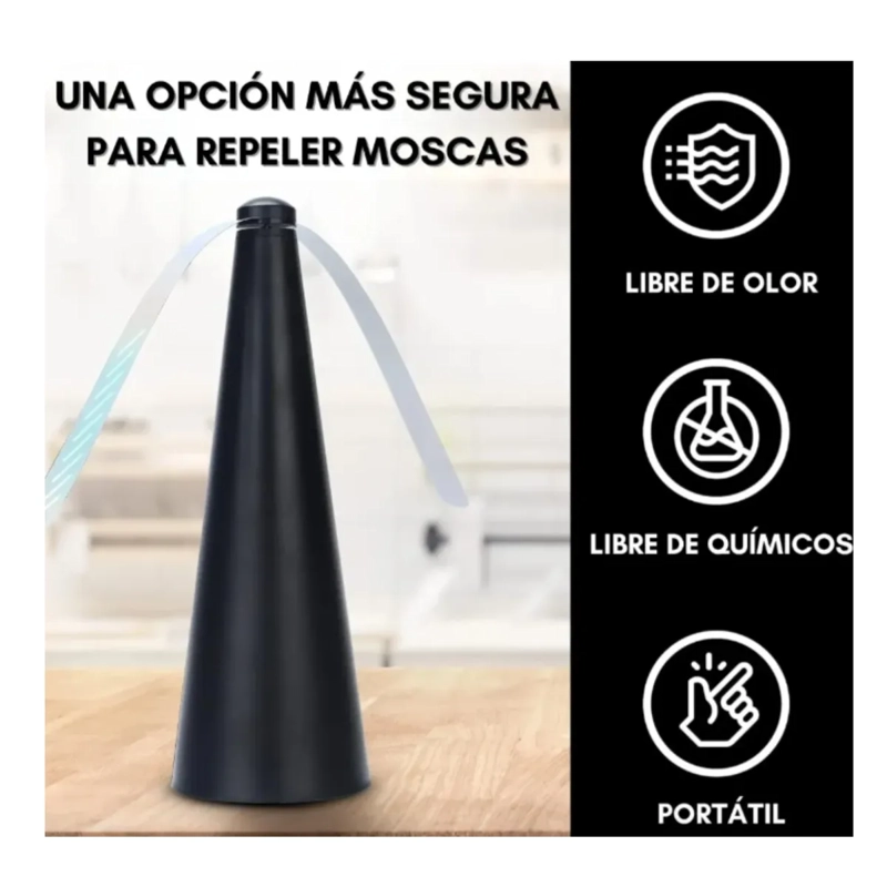PACK X2 ABANICO VENTILADOR REPELENTE DE MOSCAS PORTATIL- COLOR NEGRO - 2