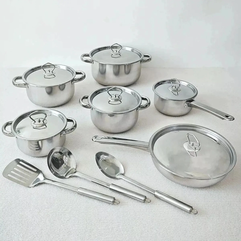 JUEGO BATERIA DE COCINA 15 PIEZAS ACERO INOXIDABLE CON TAPAS - 7