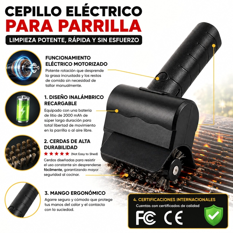 ESCOBILLA CEPILLO LIMPIADOR  PARA PARRILLA BBQ - 3