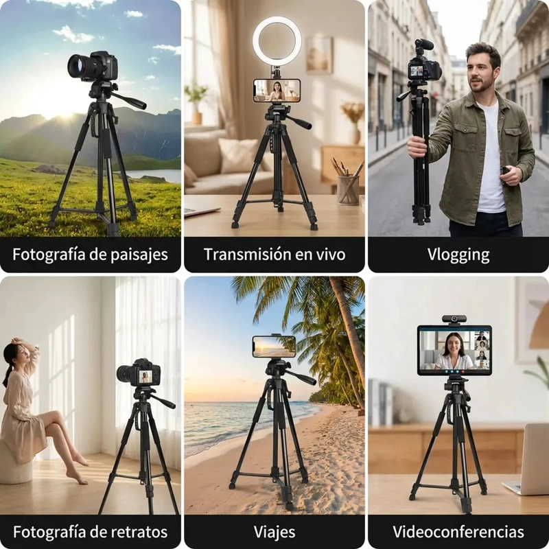 TRIPODE LIGERO PARA CAMARA Y CELULAR GIRO 360 CON FUNDA - 4