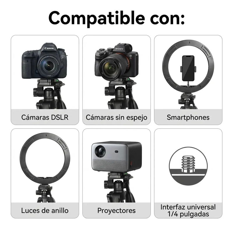 TRIPODE LIGERO PARA CAMARA Y CELULAR GIRO 360 CON FUNDA - 7