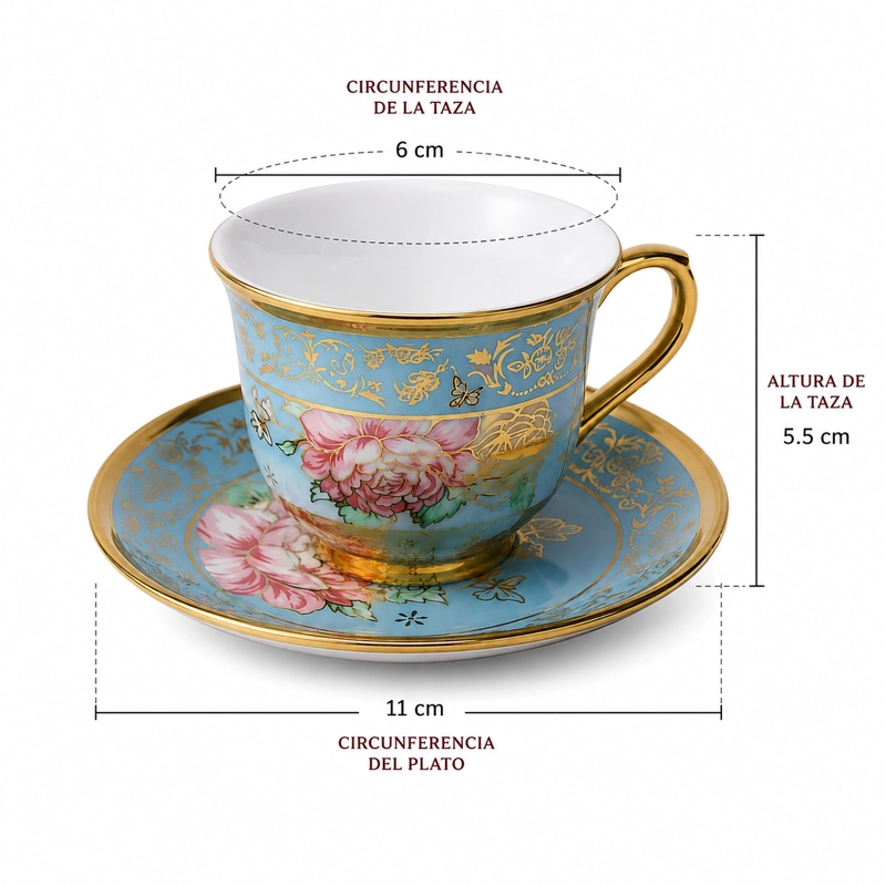 SET JUEGO DE TAZAS Y PLATOS DE 12 PIEZAS PORCELANA FINA AZUL - 3