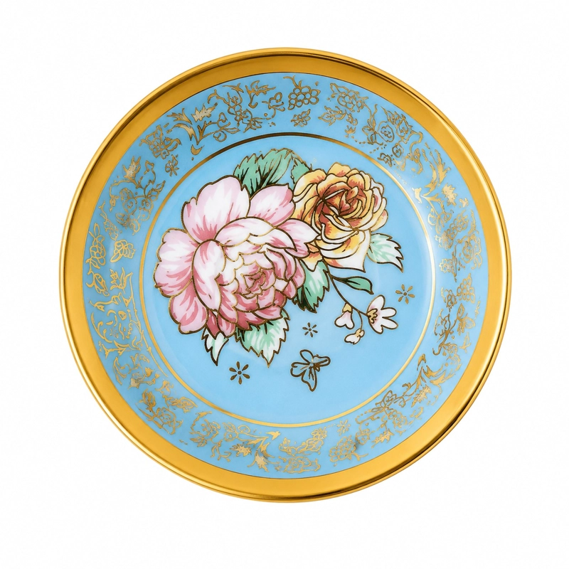 SET JUEGO DE TAZAS Y PLATOS DE 12 PIEZAS PORCELANA FINA AZUL - 5