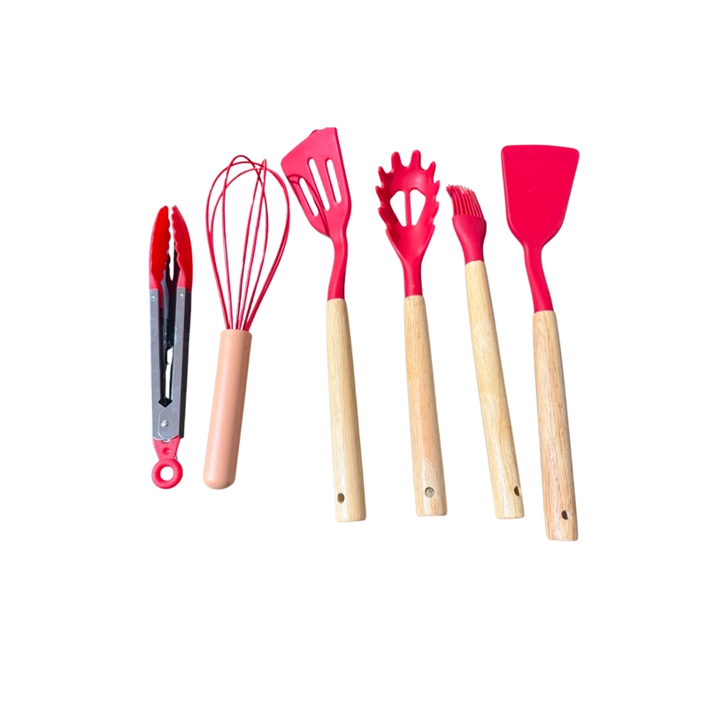 SET DE UTENSILIOS DE COCINA DE SILICONA 12 PIEZAS ROJO - 4