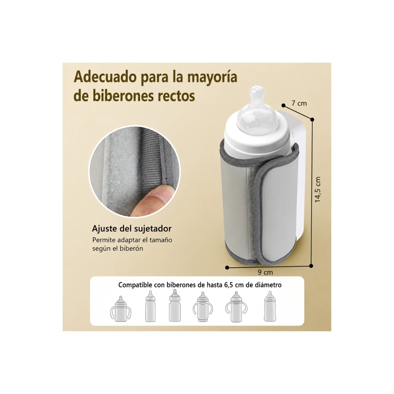 CALENTADOR DE BIBERONES PORTATIL RECARGABLE USB CON PANTALLA LED DIGITAL - 4