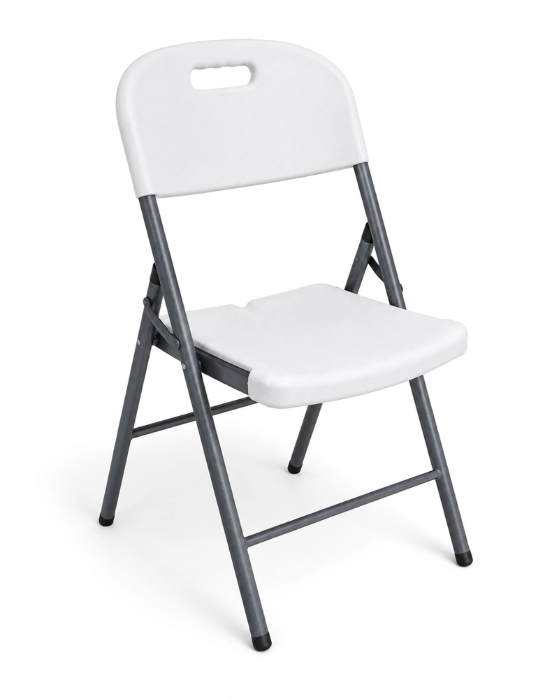 PACK X4 SILLA PLEGABLE PLASTICA PORTATIL DE ALTA RESISTENCIA – BLANCO / GRIS - 1