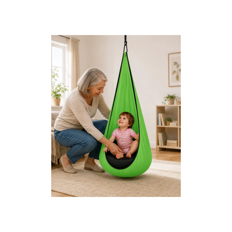 SILLA COLGANTE COLUMPIO SENSORIAL HAMACAS INTERIOR Y EXTERIOR COLOR VERDE - 4