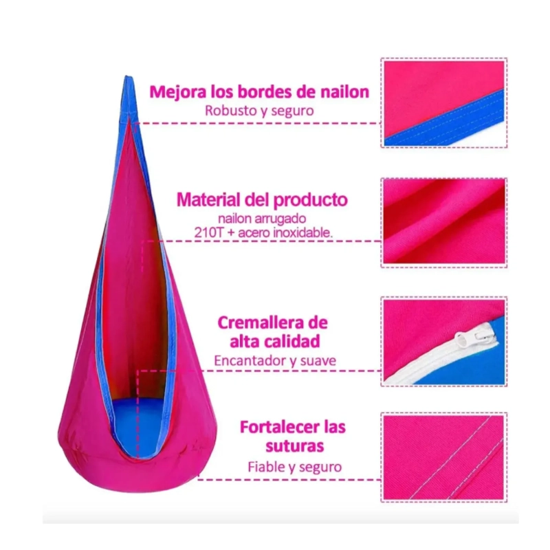 SILLA COLGANTE COLUMPIO SENSORIAL HAMACAS INTERIOR Y EXTERIOR COLOR ROSA - 2
