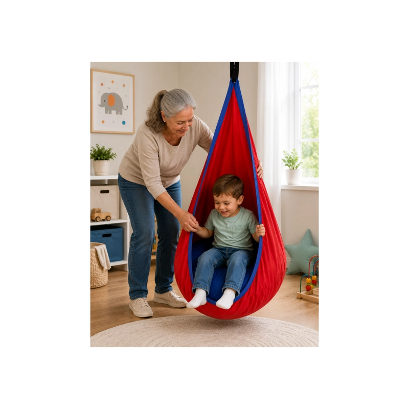 SILLA COLGANTE COLUMPIO SENSORIAL HAMACAS INTERIOR Y EXTERIOR COLOR ROJO - 2