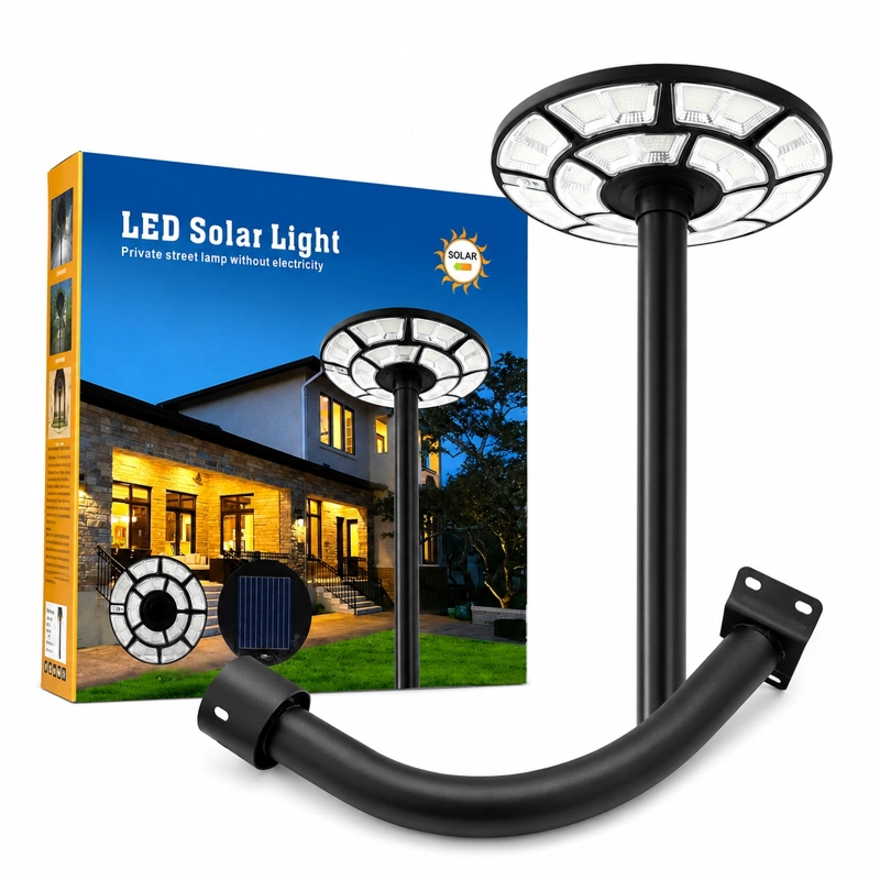 FOCO LAMPARA SOLAR TIPO CUPULA + BRAZO DE SOPORTE + CONTROL REMOTO 1000W - 1