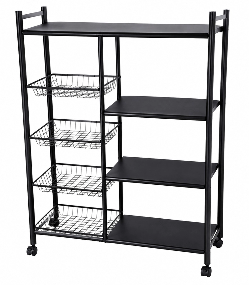 ESTANTE ORGANIZADOR MULTIUSO CON RUEDAS Y CANASTAS 120X32X80CM - 1
