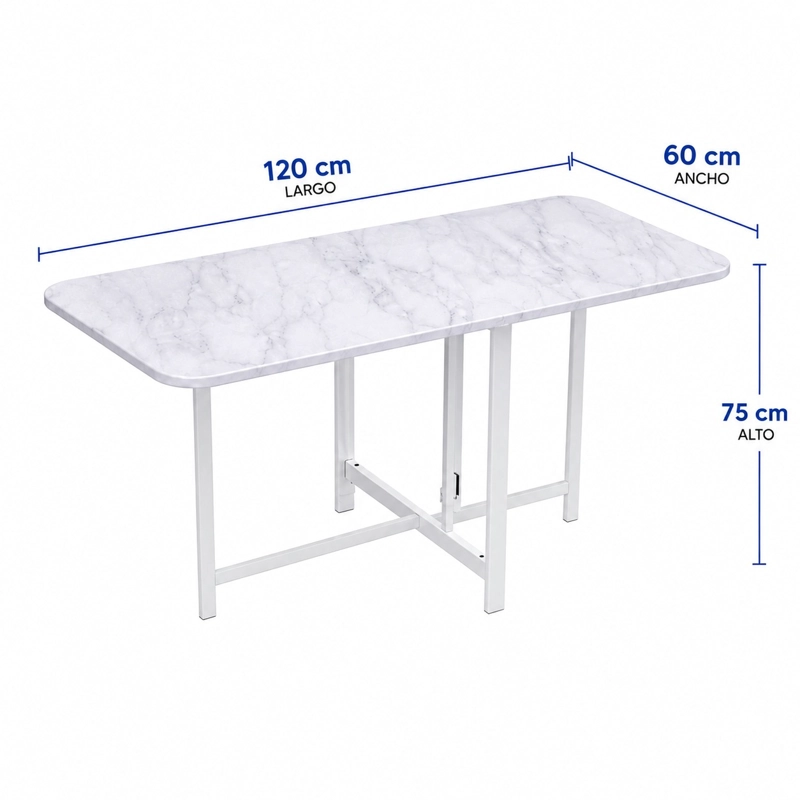 MESA DE COMEDOR PLEGABLE MULTIUSO EFECTO MARMOL 120X60X75CM - 3
